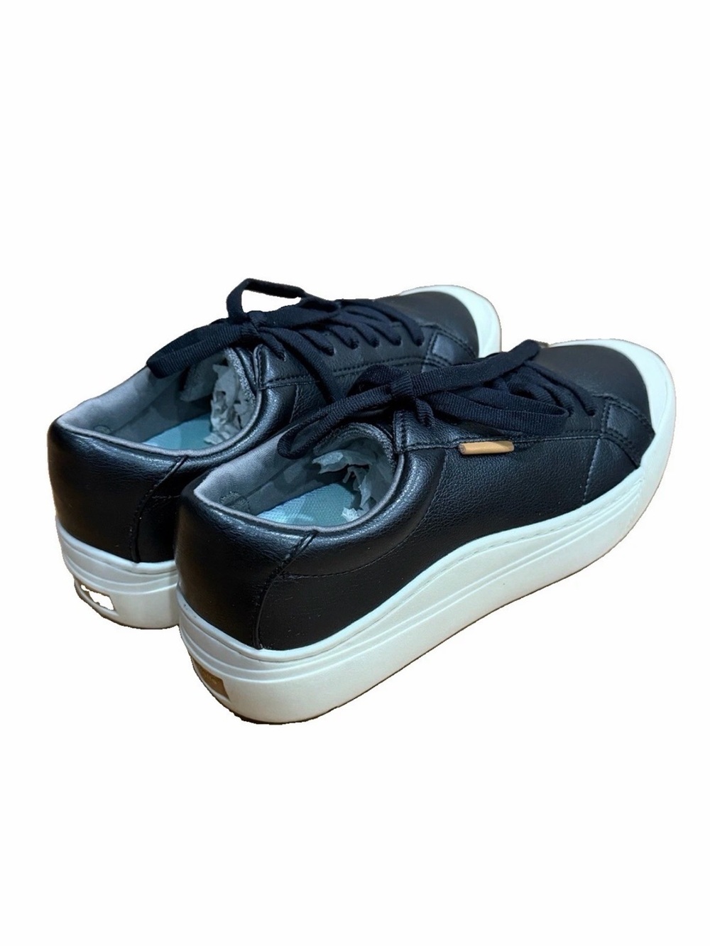 Dr. Scholl's Black Leather Low-Top Sneakers with White Sole - Picture 3 of 9